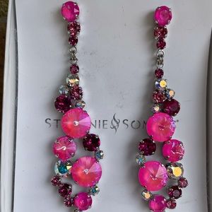 Pink, Fuchsia and AB crystal Stefanie Somers “Marisa” pageant earrings